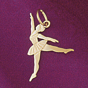 Ballerina Dancer Pendant Necklace Charm Bracelet in Yellow, White or Rose Gold 6138