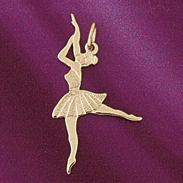 Ballerina Dancer Pendant Necklace Charm Bracelet in Yellow, White or Rose Gold 6139