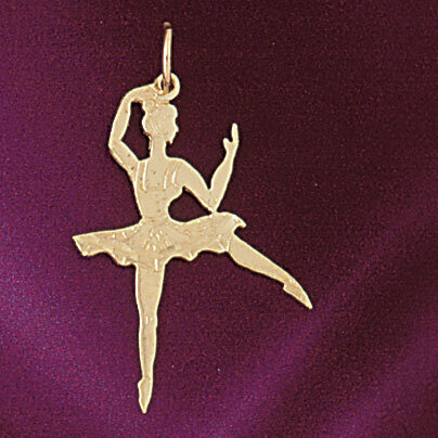 Ballerina Dancer Pendant Necklace Charm Bracelet in Yellow, White or Rose Gold 6140