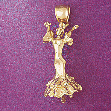 Ballerina Dancer Pendant Necklace Charm Bracelet in Yellow, White or Rose Gold 6141