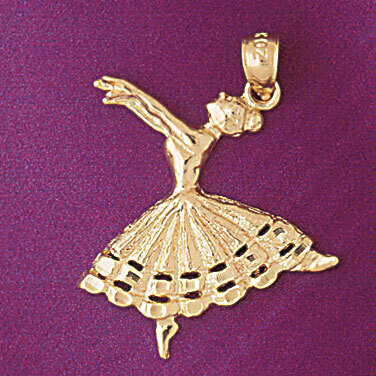 Ballerina Dancer Pendant Necklace Charm Bracelet in Yellow, White or Rose Gold 6142