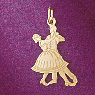 Ballerina Dancer Pendant Necklace Charm Bracelet in Yellow, White or Rose Gold 6143