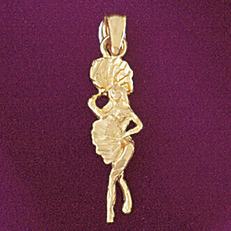 Ballerina Dancer Pendant Necklace Charm Bracelet in Yellow, White or Rose Gold 6144