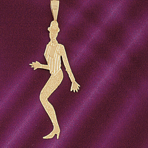 Ballerina Dancer Pendant Necklace Charm Bracelet in Yellow, White or Rose Gold 6145