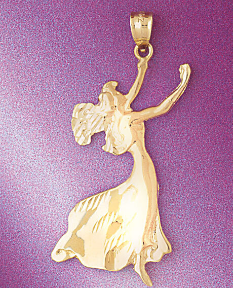 Ballerina Dancer Pendant Necklace Charm Bracelet in Yellow, White or Rose Gold 6146