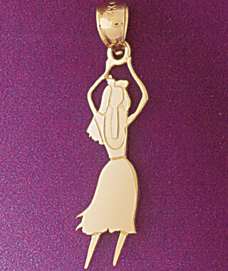 Ballerina Dancer Pendant Necklace Charm Bracelet in Yellow, White or Rose Gold 6147