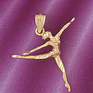 Ballerina Dancer Pendant Necklace Charm Bracelet in Yellow, White or Rose Gold 6154