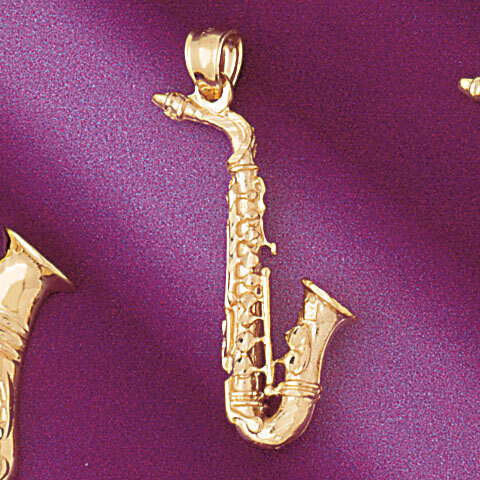 Saxophone Pendant Necklace Charm Bracelet in Yellow, White or Rose Gold 6159