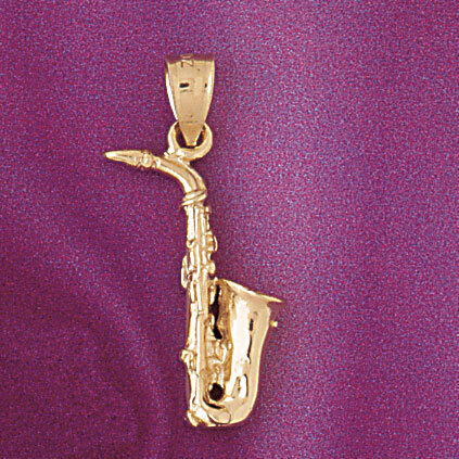 Saxophone Pendant Necklace Charm Bracelet in Yellow, White or Rose Gold 6162