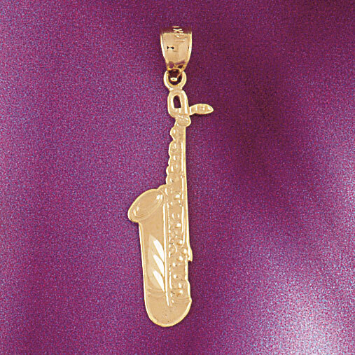 Saxophone Pendant Necklace Charm Bracelet in Yellow, White or Rose Gold 6163