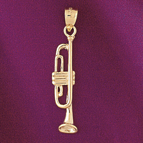 Trumpet Pendant Necklace Charm Bracelet in Yellow, White or Rose Gold 6174