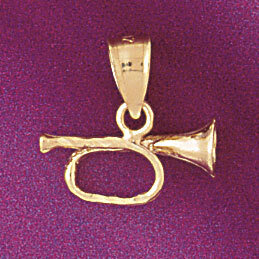 Dazzlers Jewelry French Horn Trumpet Pendant Necklace Charm Bracelet in Yellow, White or Rose Gold …