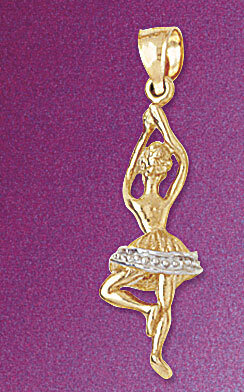 Ballerina Dancer Pendant Necklace Charm Bracelet in Yellow, White or Rose Gold 6199