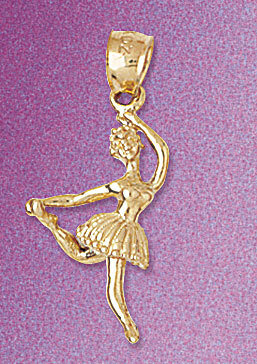 Ballerina Dancer Pendant Necklace Charm Bracelet in Yellow, White or Rose Gold 6200