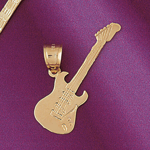 Guitar Pendant Necklace Charm Bracelet in Yellow, White or Rose Gold 6208