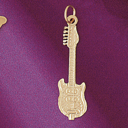 Guitar Pendant Necklace Charm Bracelet in Yellow, White or Rose Gold 6209