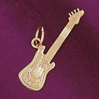 Guitar Pendant Necklace Charm Bracelet in Yellow, White or Rose Gold 6210