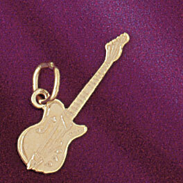Guitar Pendant Necklace Charm Bracelet in Yellow, White or Rose Gold 6211