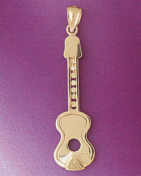 Guitar Pendant Necklace Charm Bracelet in Yellow, White or Rose Gold 6213