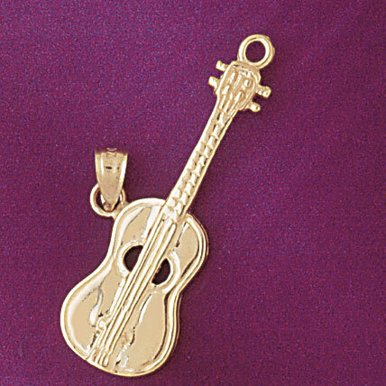 Guitar Pendant Necklace Charm Bracelet in Yellow, White or Rose Gold 6214