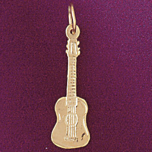 Guitar Pendant Necklace Charm Bracelet in Yellow, White or Rose Gold 6215