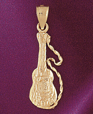 Guitar Pendant Necklace Charm Bracelet in Yellow, White or Rose Gold 6216