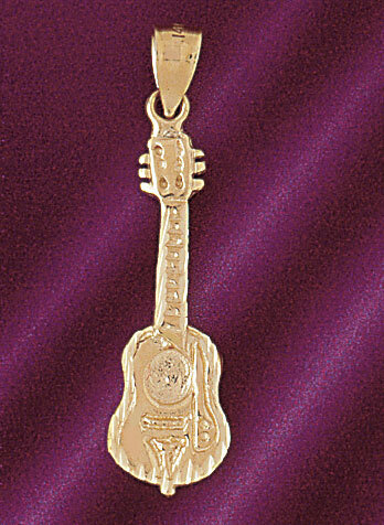 Guitar Pendant Necklace Charm Bracelet in Yellow, White or Rose Gold 6217