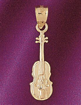 Violin Pendant Necklace Charm Bracelet in Yellow, White or Rose Gold 6224