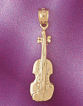 Violin Pendant Necklace Charm Bracelet in Yellow, White or Rose Gold 6228