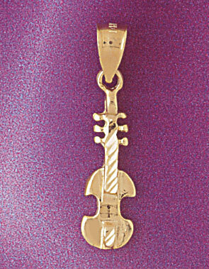 Violin Pendant Necklace Charm Bracelet in Yellow, White or Rose Gold 6229