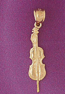 Violin Pendant Necklace Charm Bracelet in Yellow, White or Rose Gold 6230