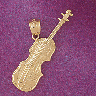 Violin Pendant Necklace Charm Bracelet in Yellow, White or Rose Gold 6231