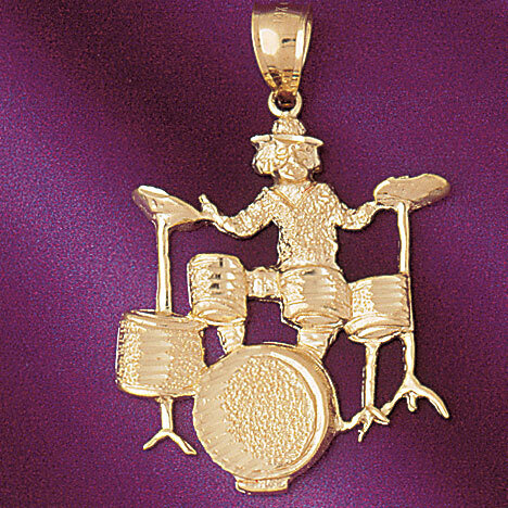 Drum Kit Pendant Necklace Charm Bracelet in Yellow, White or Rose Gold 6232