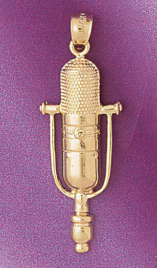 Microphone Pendant Necklace Charm Bracelet in Yellow, White or Rose Gold 6249