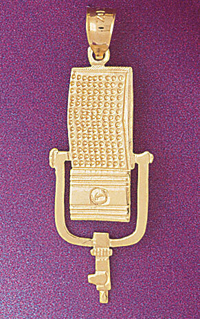 Microphone Pendant Necklace Charm Bracelet in Yellow, White or Rose Gold 6252