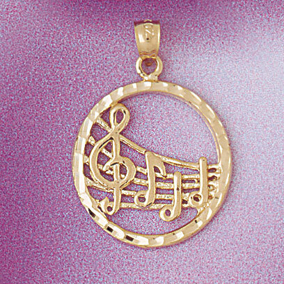 Musical Note Pendant Necklace Charm Bracelet in Yellow, White or Rose Gold 6255