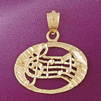 Musical Note Pendant Necklace Charm Bracelet in Yellow, White or Rose Gold 6257