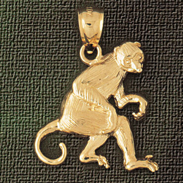 Monkey Pendant Necklace Charm Bracelet in Yellow, White or Rose Gold 2681