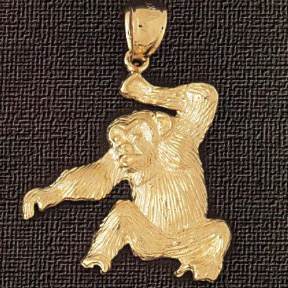 Monkey Pendant Necklace Charm Bracelet in Yellow, White or Rose Gold 2683