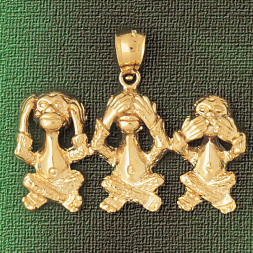 Monkey Pendant Necklace Charm Bracelet in Yellow, White or Rose Gold 2684