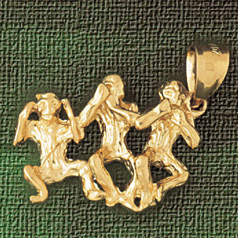 Monkey Pendant Necklace Charm Bracelet in Yellow, White or Rose Gold 2685
