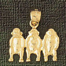 Monkey Pendant Necklace Charm Bracelet in Yellow, White or Rose Gold 2686