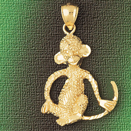 Monkey Pendant Necklace Charm Bracelet in Yellow, White or Rose Gold 2689