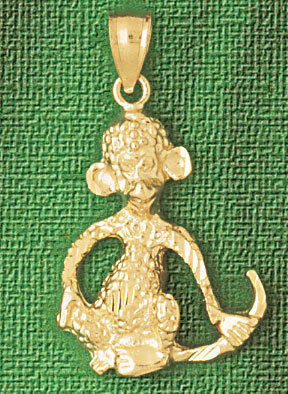 Monkey Pendant Necklace Charm Bracelet in Yellow, White or Rose Gold 2690
