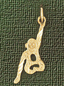 Monkey Pendant Necklace Charm Bracelet in Yellow, White or Rose Gold 2692