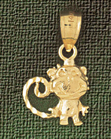 Monkey Pendant Necklace Charm Bracelet in Yellow, White or Rose Gold 2693
