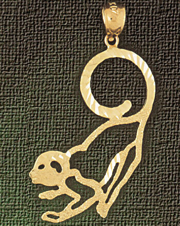Monkey Pendant Necklace Charm Bracelet in Yellow, White or Rose Gold 2694