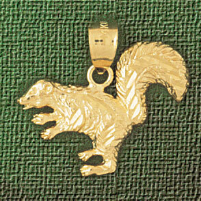 Squirrel Pendant Necklace Charm Bracelet in Yellow, White or Rose Gold 2699