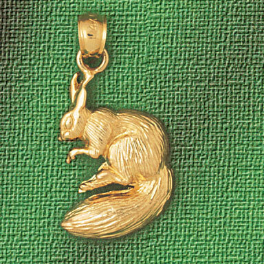 Squirrel Pendant Necklace Charm Bracelet in Yellow, White or Rose Gold 2701