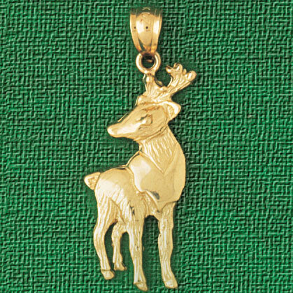 Deer Pendant Necklace Charm Bracelet in Yellow, White or Rose Gold 2217